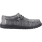 HEYDUDE Wally Stretch Mesh Polyester Men's Granite Grey/Black Moccasins Shoes