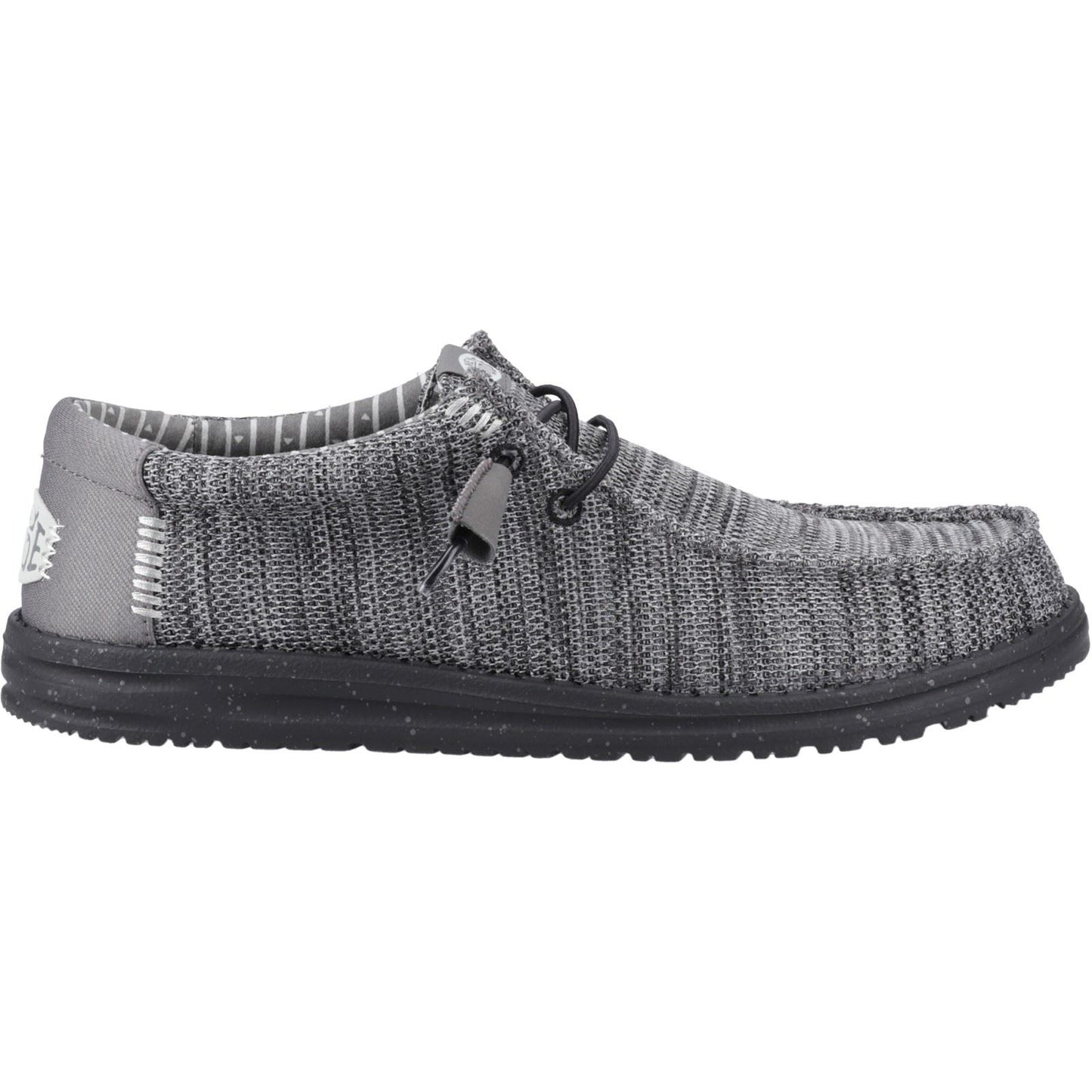 HEYDUDE Wally Stretch Mesh Polyester Men's Granite Grey/Black Moccasins Shoes