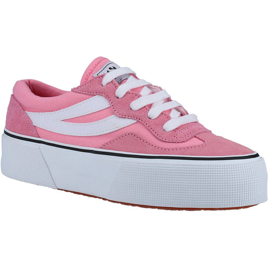 Superga Women's 3041 Revolley Colorblock Platform Trainer in Pink/White