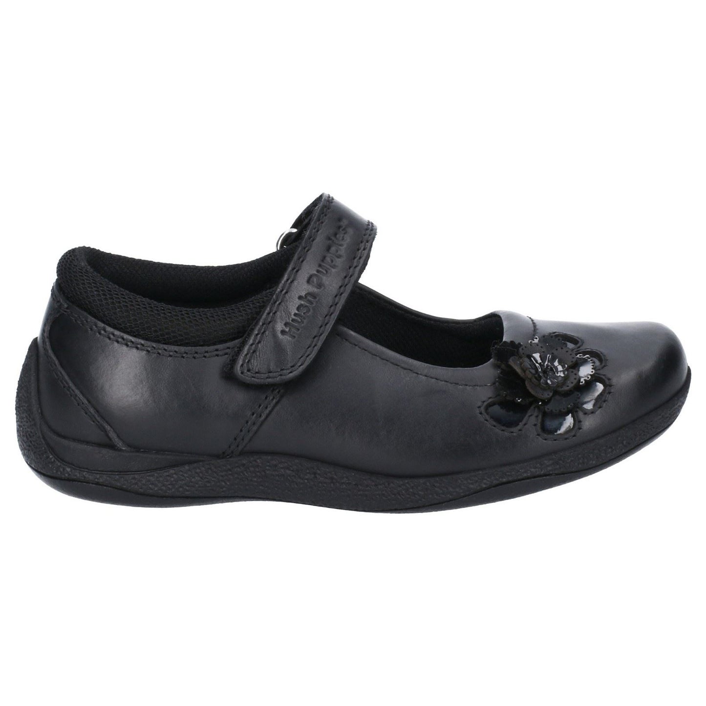 Hush Puppies Jessica Junior Girls Black Leather Shoes