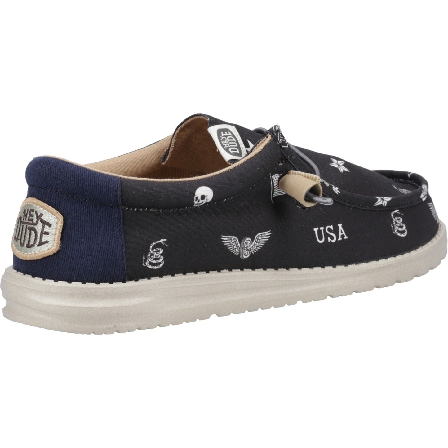 HEYDUDE Men's Wally Stars n Skulls Shoe in Black