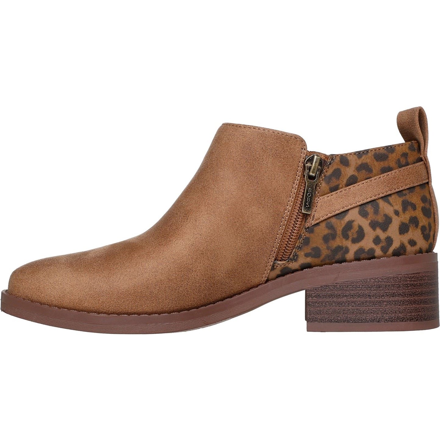 Skechers BOBS Wander Luxe Textile Women's Chestnut Heeled Ankle Boots