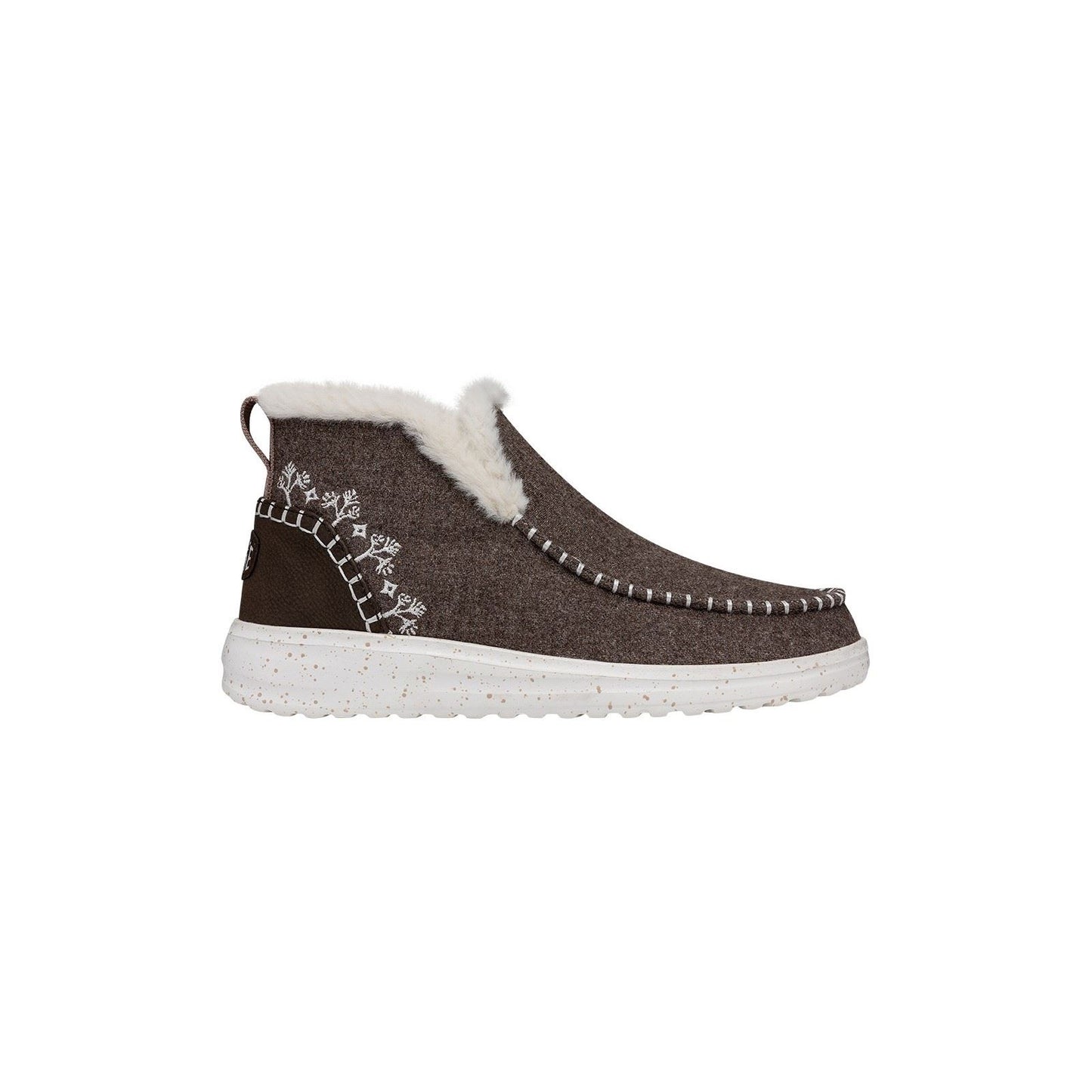 HEYDUDE Women's Denny Wool Faux Shearling Boots in Walnut
