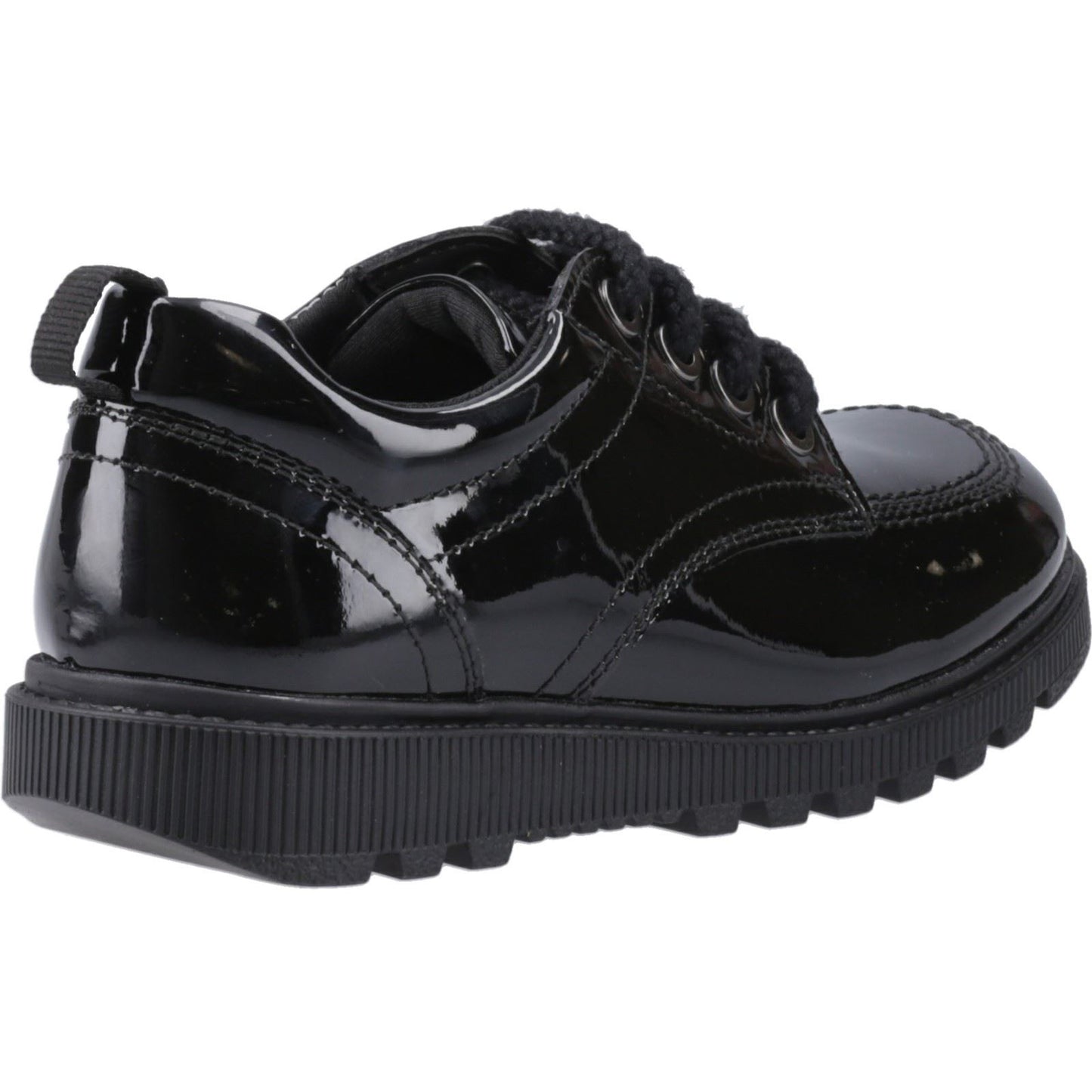 Hush Puppies Keeley Patent Leather Junior Black Lace-Up Shoes