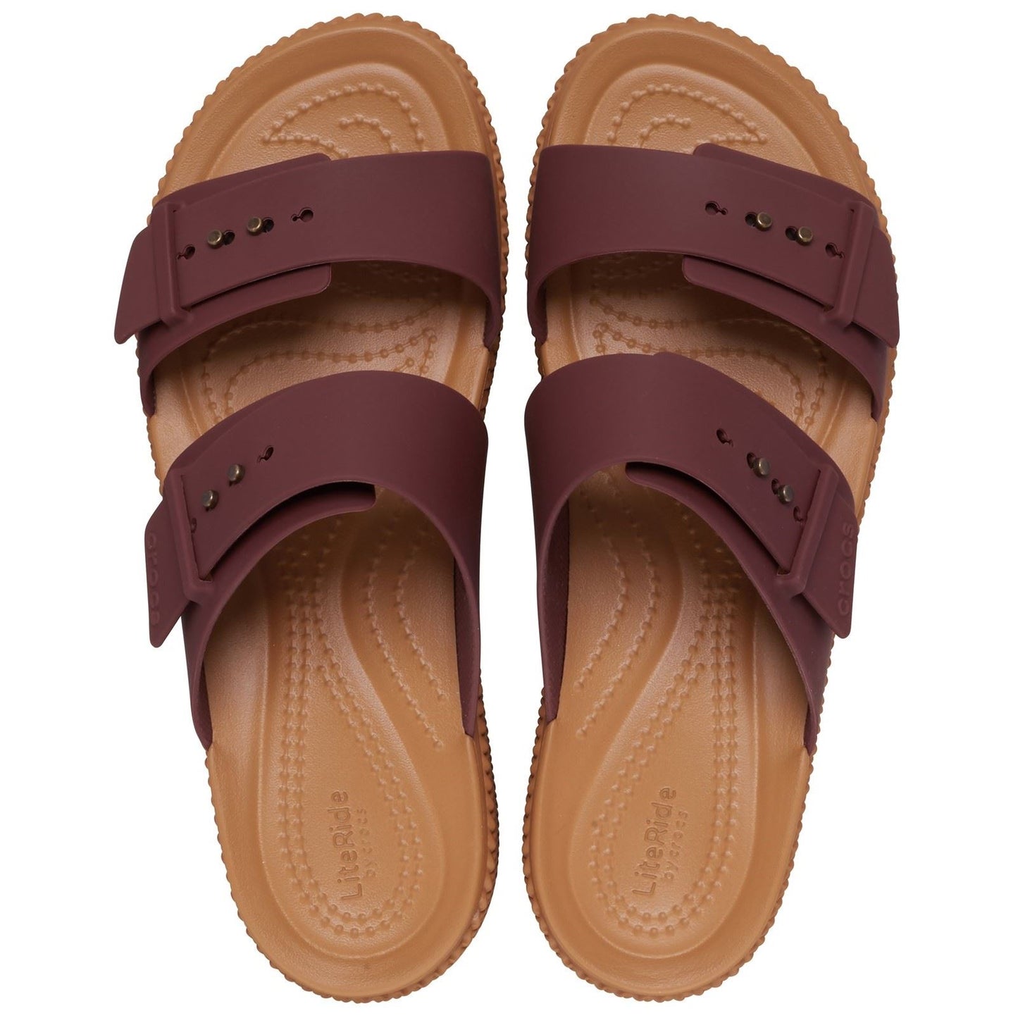 Crocs Women's Brookly Buckle Low Wedge in Dark Clay