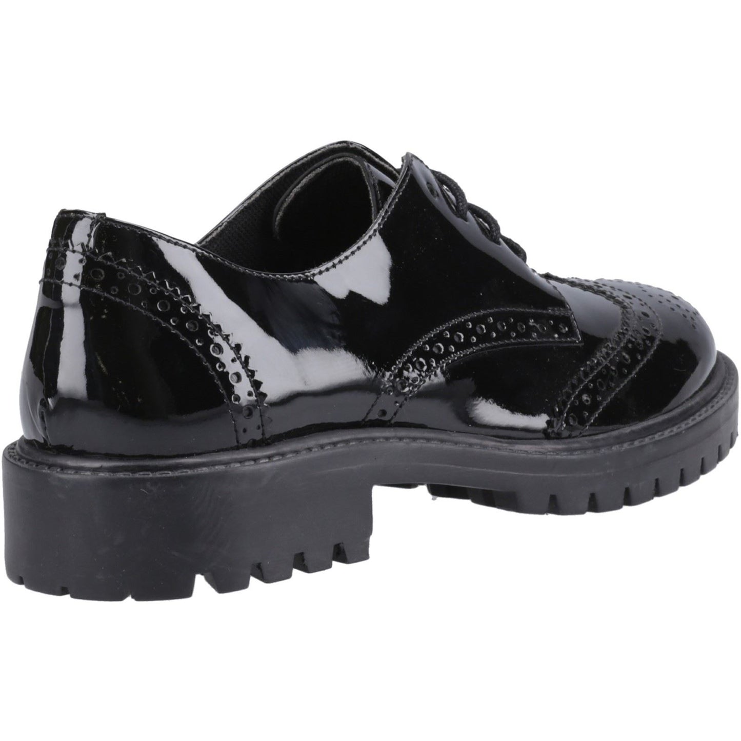 Hush Puppies Athena Patent Leather Black Brogues