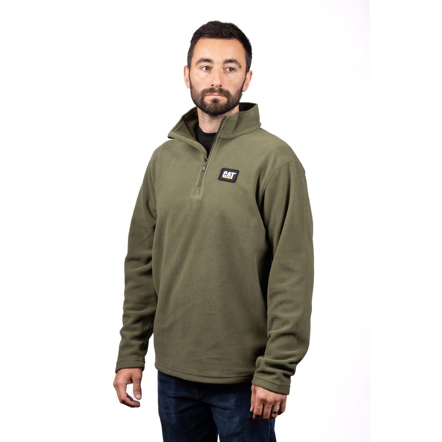 Caterpillar Men's Cat Microfleece Quarter Zip in Chive