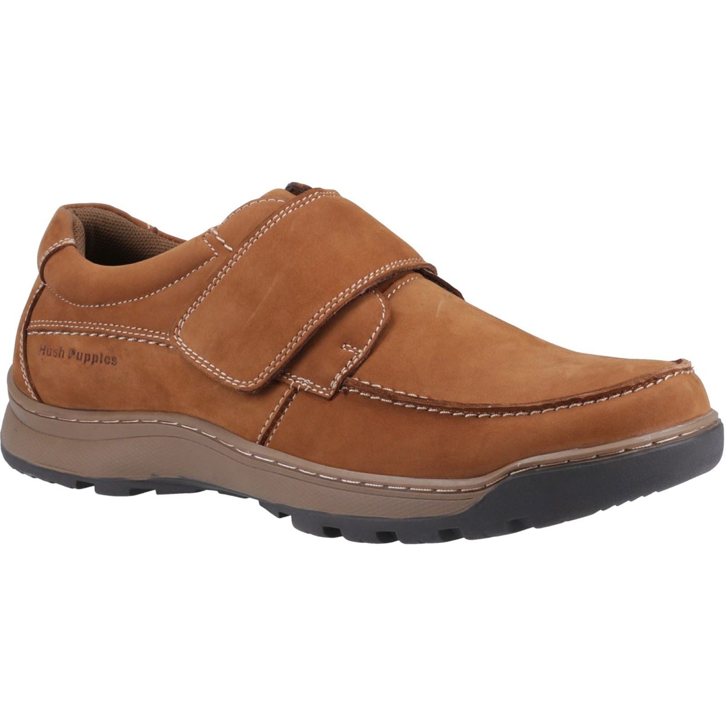 Hush Puppies Men's Casper Touch Fastening Shoes in Tan Nubuck