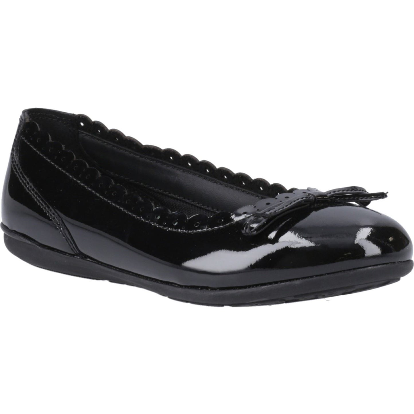 Hush Puppies Lillie Ballerina Patent Leather Junior Black Ballet Flats