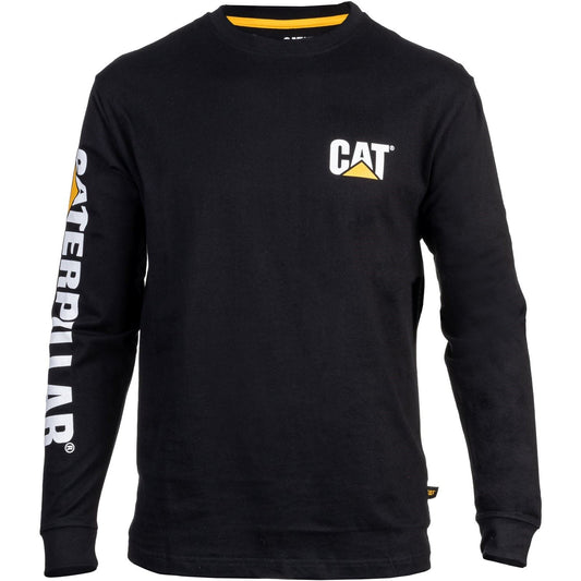 Caterpillar Men's Trademark Banner Long Sleeve T-Shirt in Black