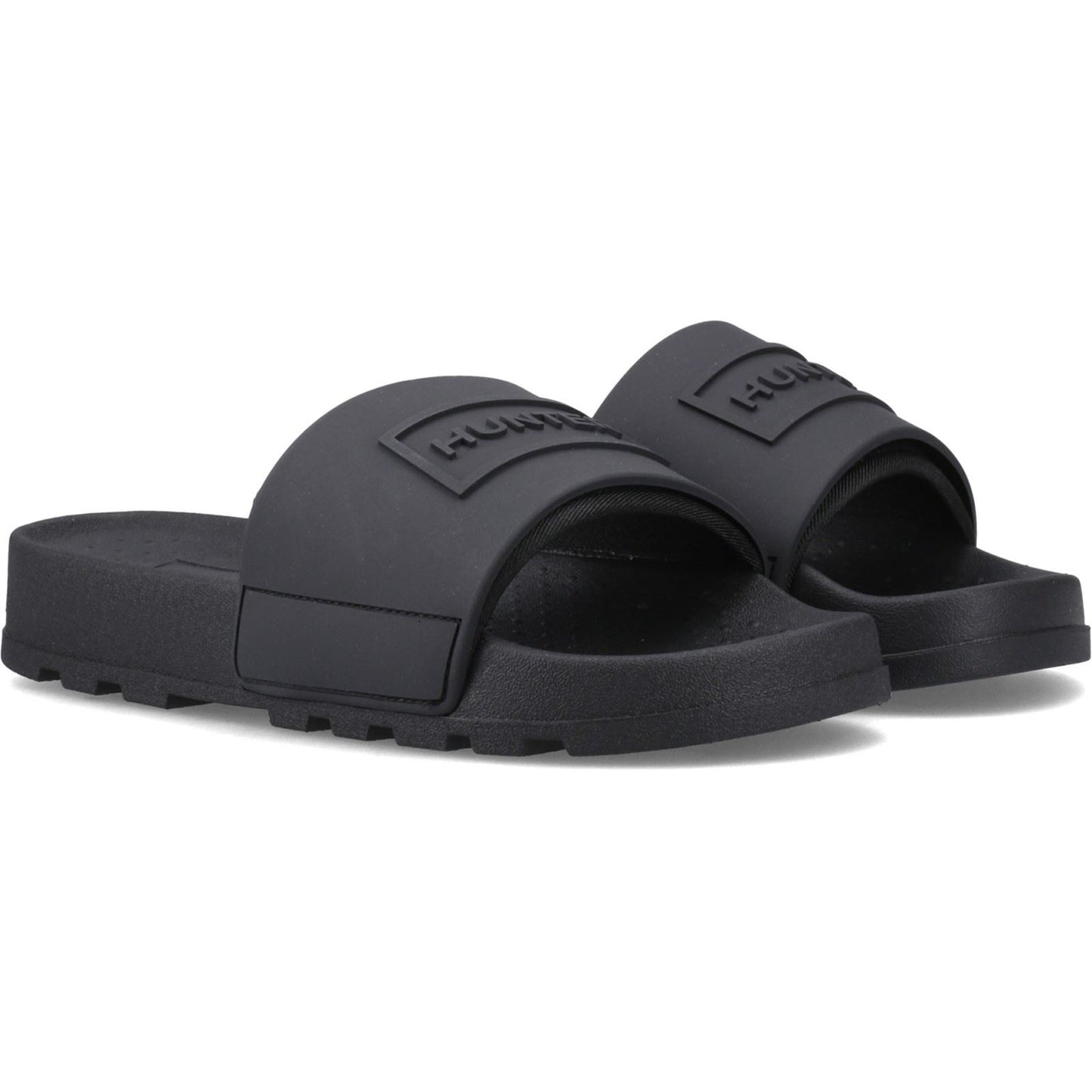 Hunter Core Embossed Slider Polyester Women's Black Slides