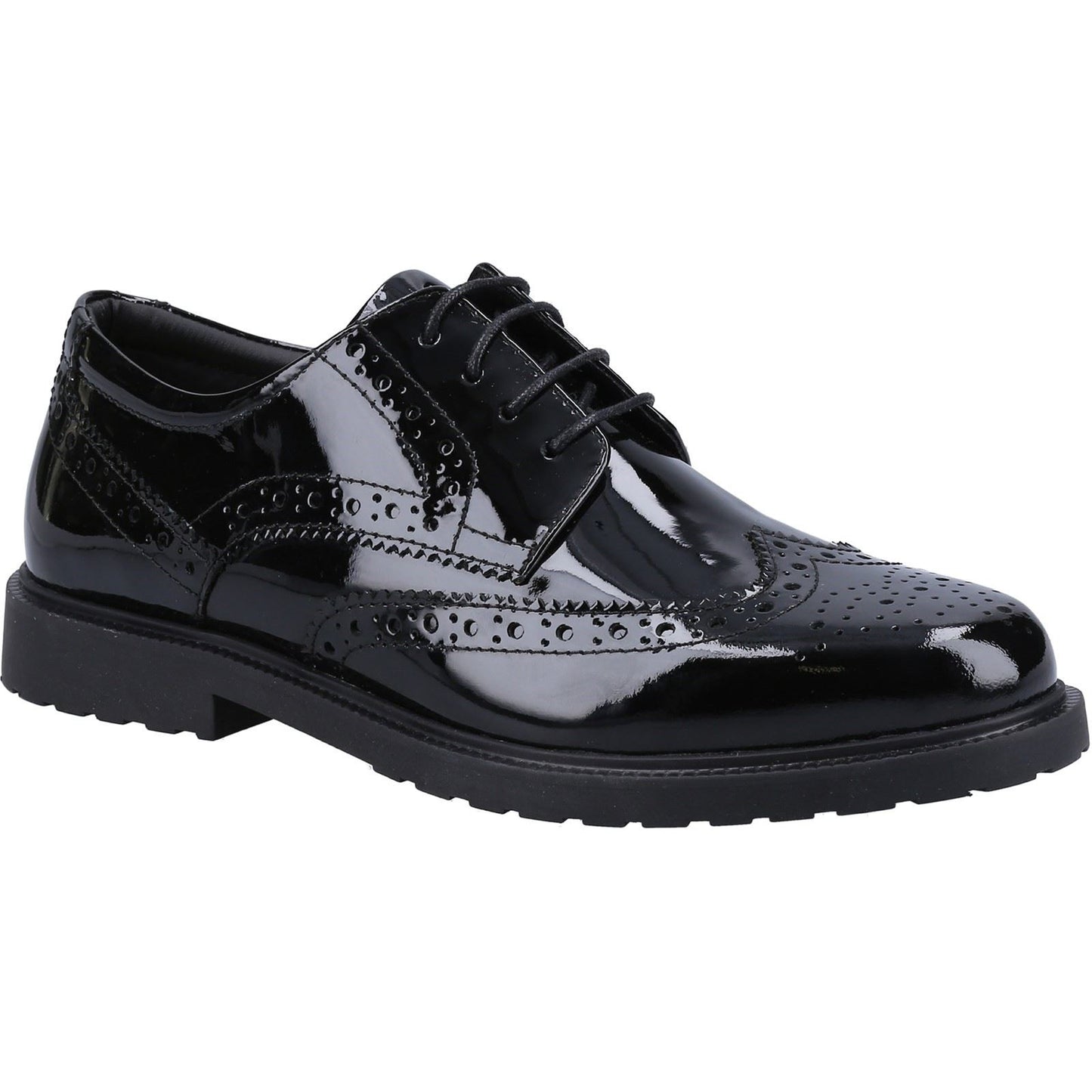 Hush Puppies Women's Verity Brogue in Patent Black