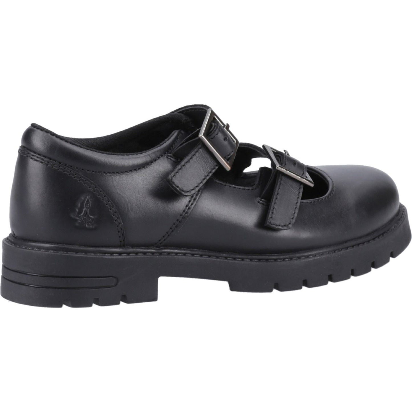 Hush Puppies Ella Leather Youth Black Shoes