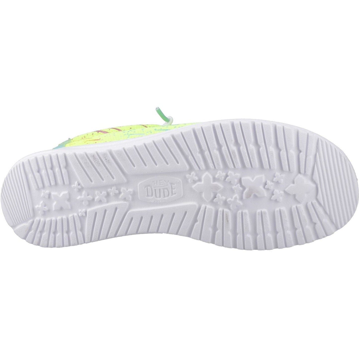 HEYDUDE Wally Party Mesh Polyester Men's Lime Punch/White Moccasins Shoes