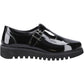 Hush Puppies Florrie T-Bar Leather Black Shoes