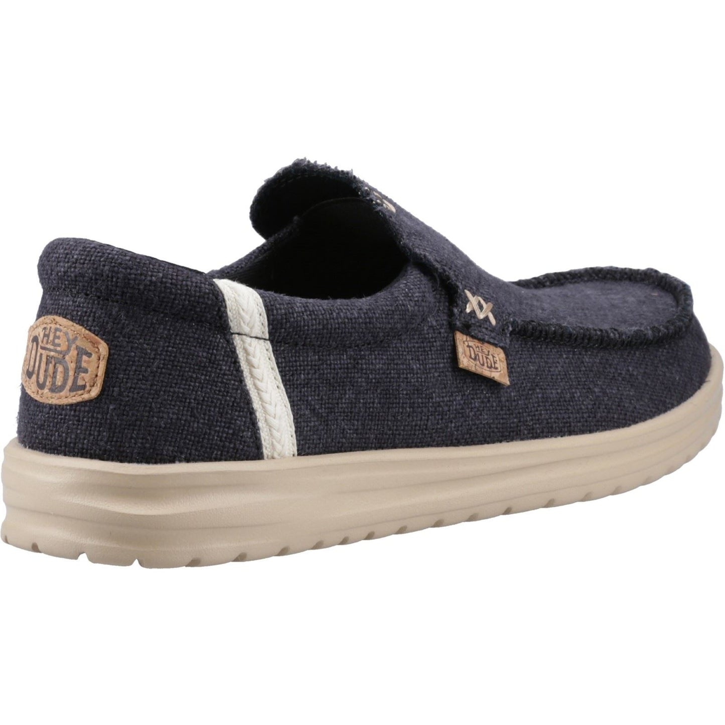 HEYDUDE Mikka Jute Linen Men's Black/Irish Cream Moccasins Shoes