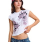 Ed Hardy Tattoo City Cap Sleeve Top Women's White T-Shirts