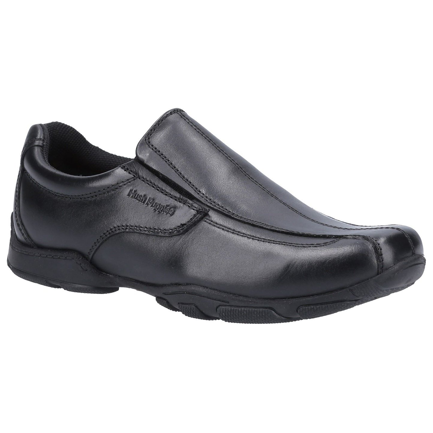 Hush Puppies Elijah Youth Boys Black Leather Loafers