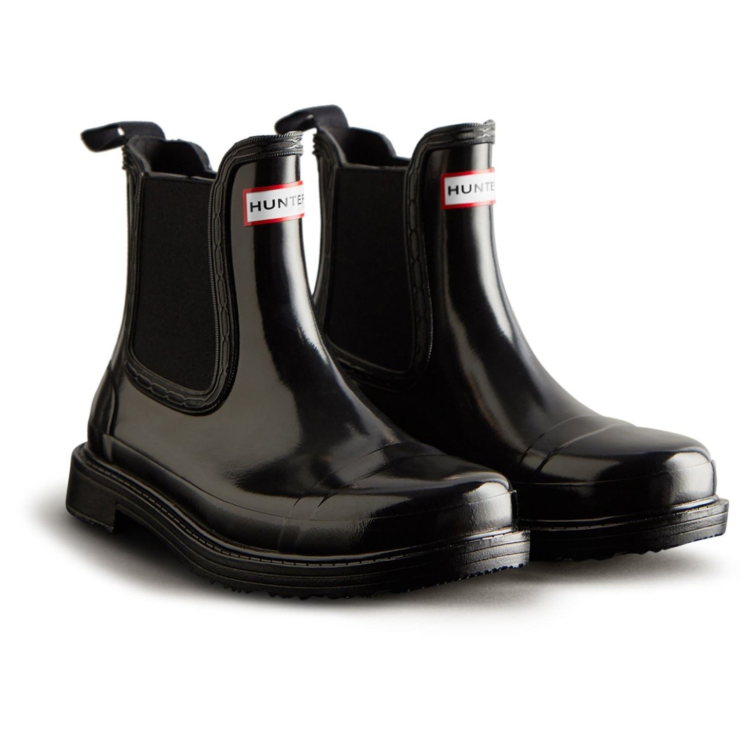 Hunter Women's Commando Gloss Chelsea Boots in Black