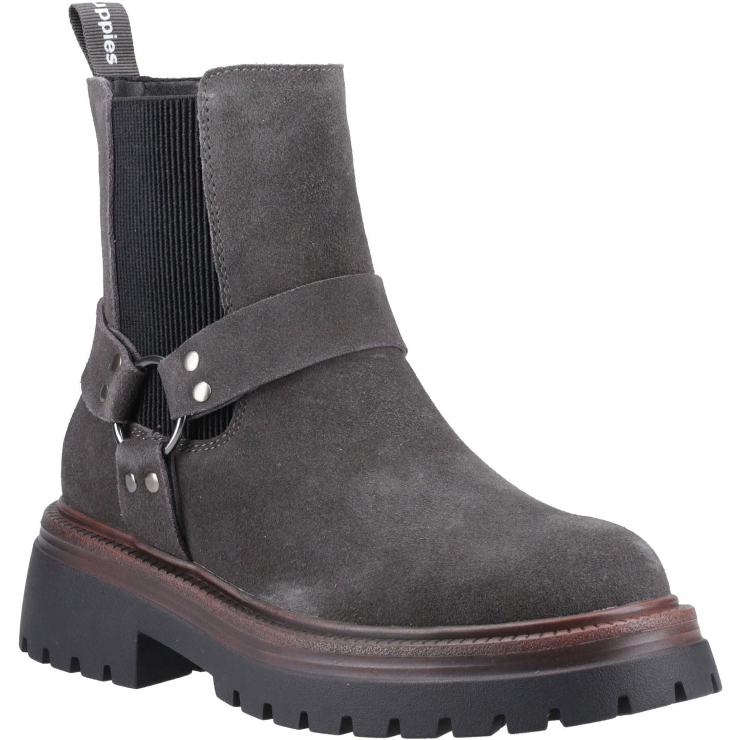 Hush Puppies Raye Suede Women's Charcoal Flat Chelsea Boots