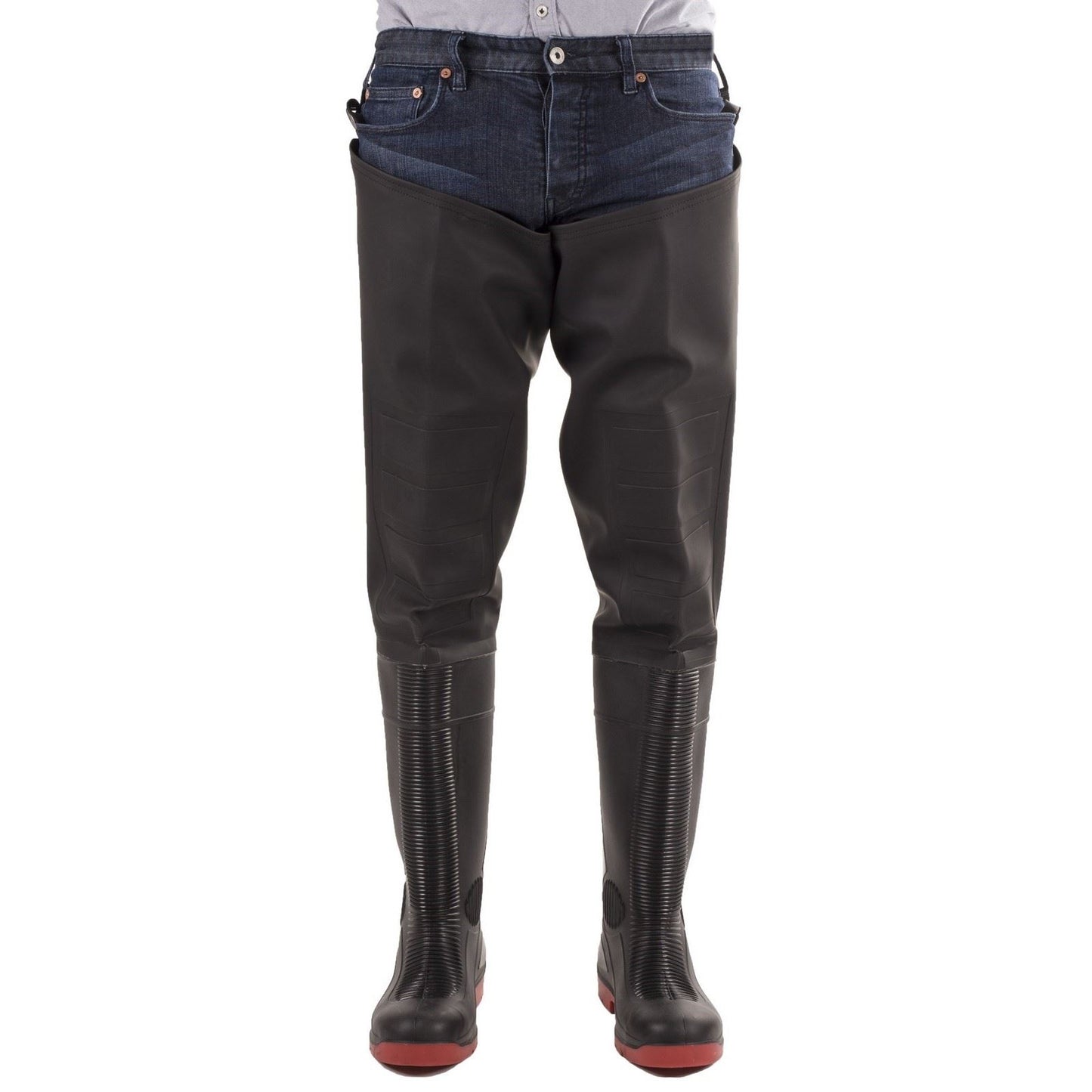 Amblers Safety Unisex Rhone Thigh Safety Wader in Black/Red