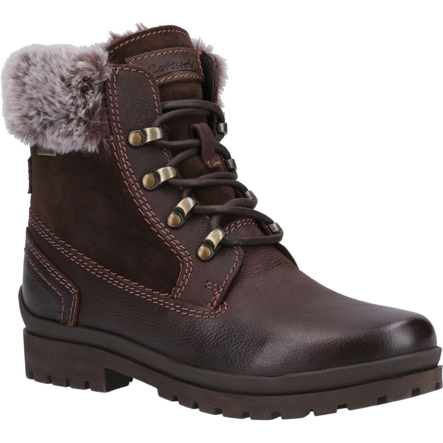 Cotswold Evenlode Leather Women's Brown Winter Ankle Boots