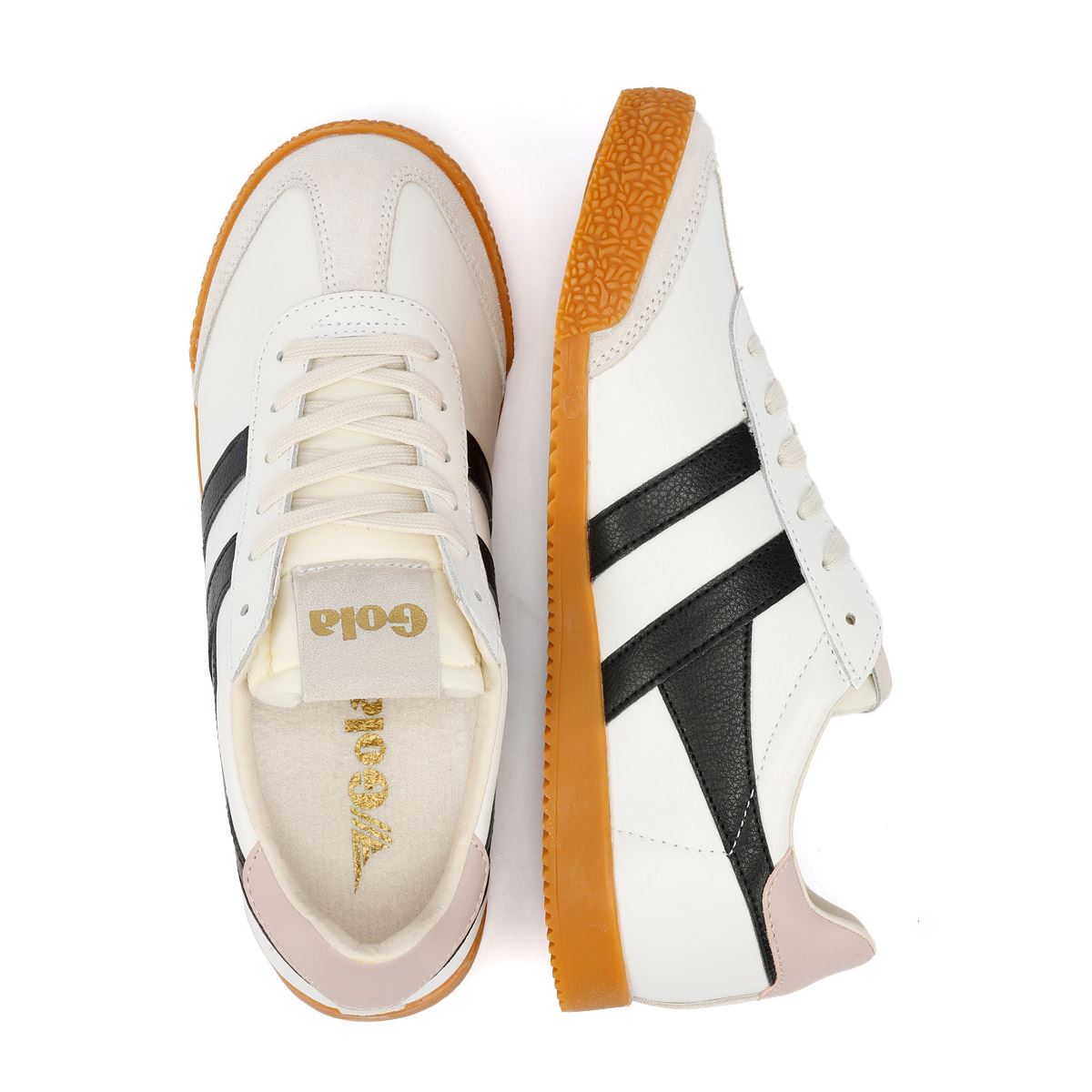 Gola - CLB745WB WOMENS ELAN LEATHER WHITE/BLACK/CHALK PINK
