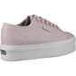 Superga Women's 2790 Tumbled Leather Trainer in Pink Almond