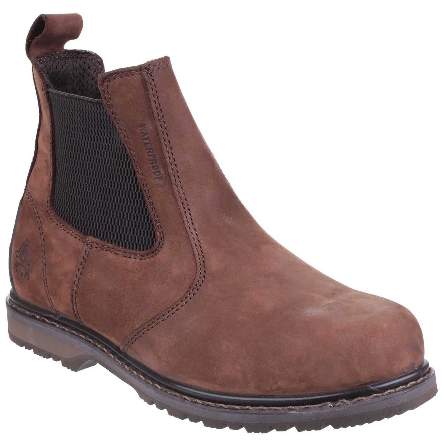 Amblers Safety Men's AS148 Sperrin Lightweight Waterproof Pull On Dealer Safety Boot in Brown