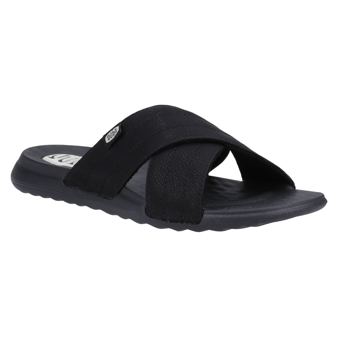 HEYDUDE Women's Christi Slide Distressed Sandal in Black