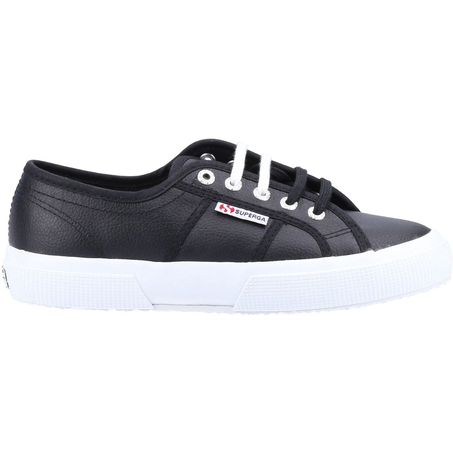 Superga Men's 2750 Tumbled Leather Shoe in Black/White