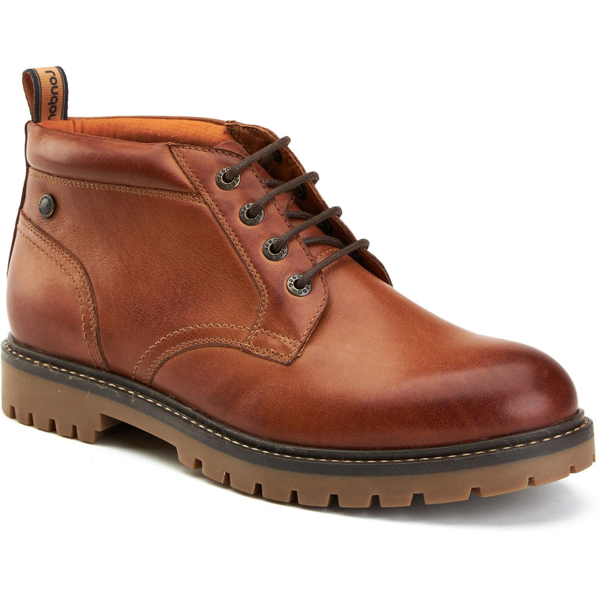 Base London Cobalt Leather Men's Tan Ankle Boots