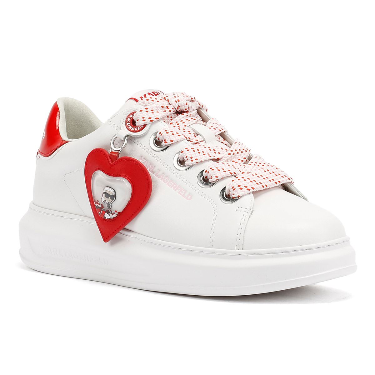 Karl Lagerfeld Kapri Valentine Pendant Leather Women's White/Red Trainers