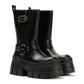 Buffalo Gospher Biker Mid Vegan Women's Black Boots