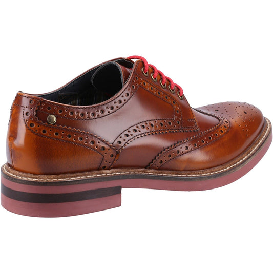 Base London Men's Woburn Hi-Shine Brogue Shoe in Tan