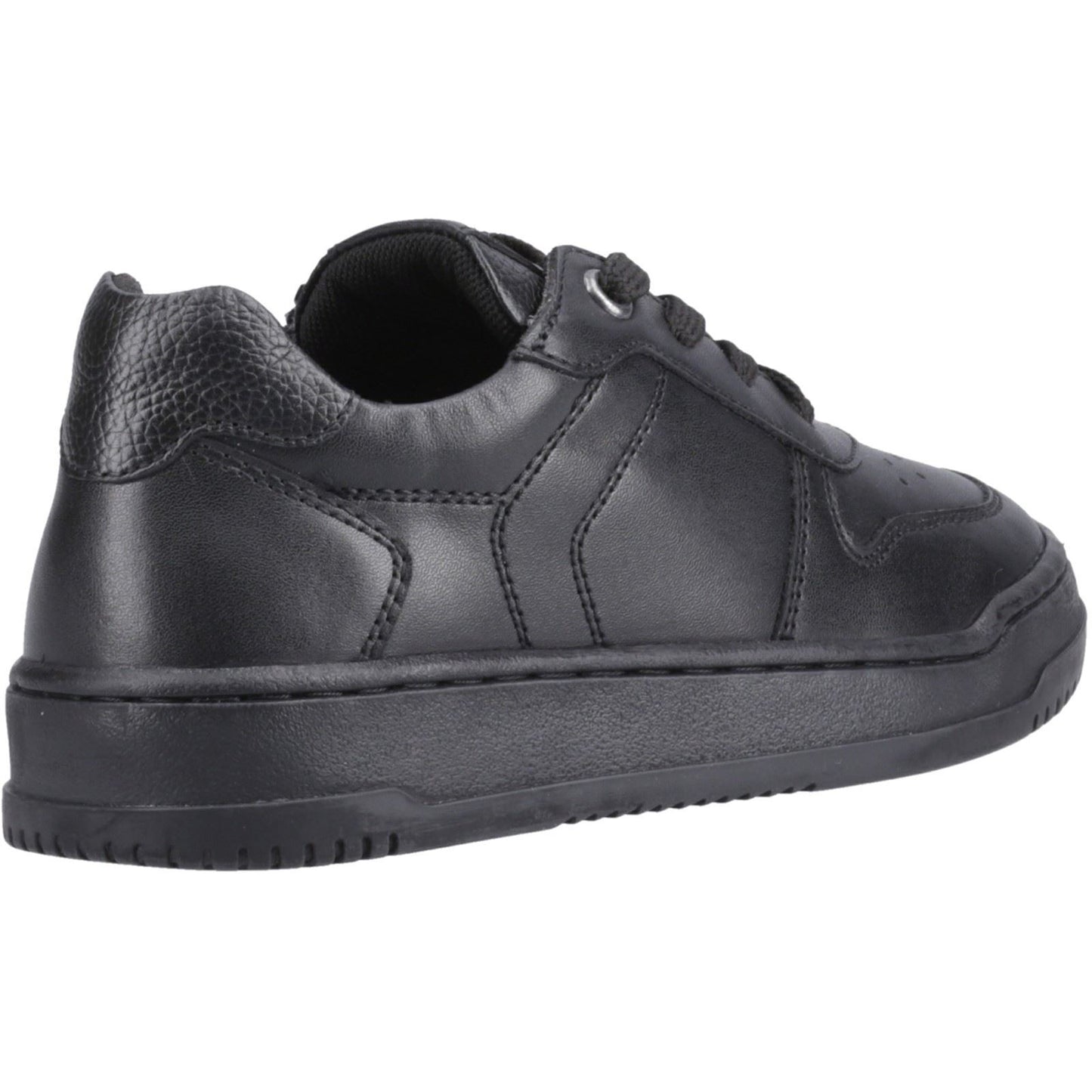 Hush Puppies Dougie Leather Junior Black Trainers
