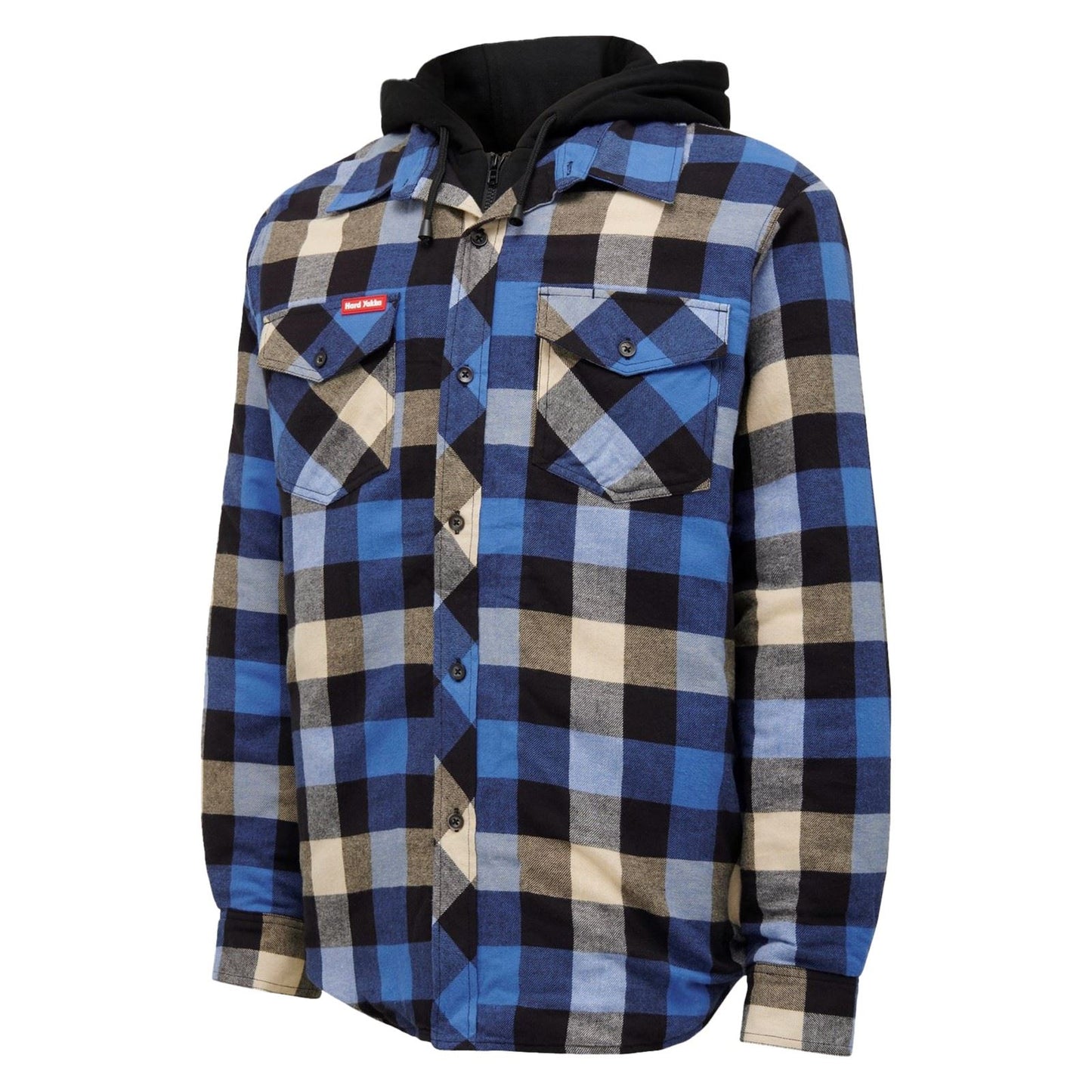 Hard Yakka Men's Quilted Flannel Shacket in Blue