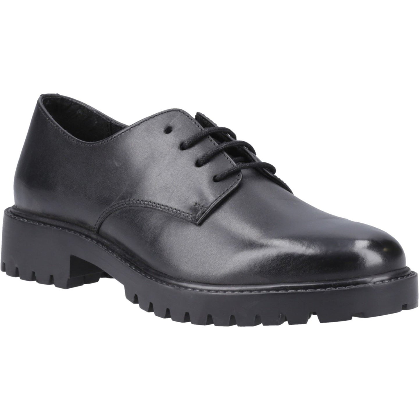 Hush Puppies Aubrey Lace Up Leather Youth Black Derby Shoes