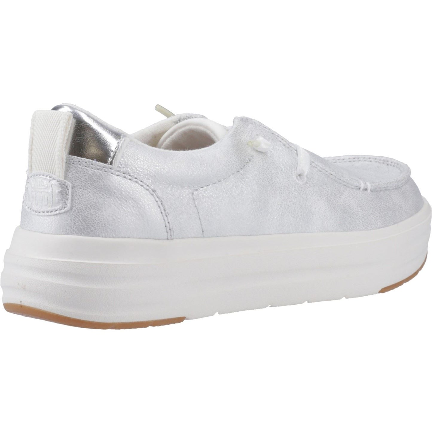 HEYDUDE Wendy Nova Shimmer Polyester Women's Snow White Moccasins Shoes