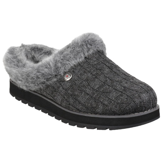 Skechers Women's Keepsakes Ice Angel Mule Slipper in Charcoal