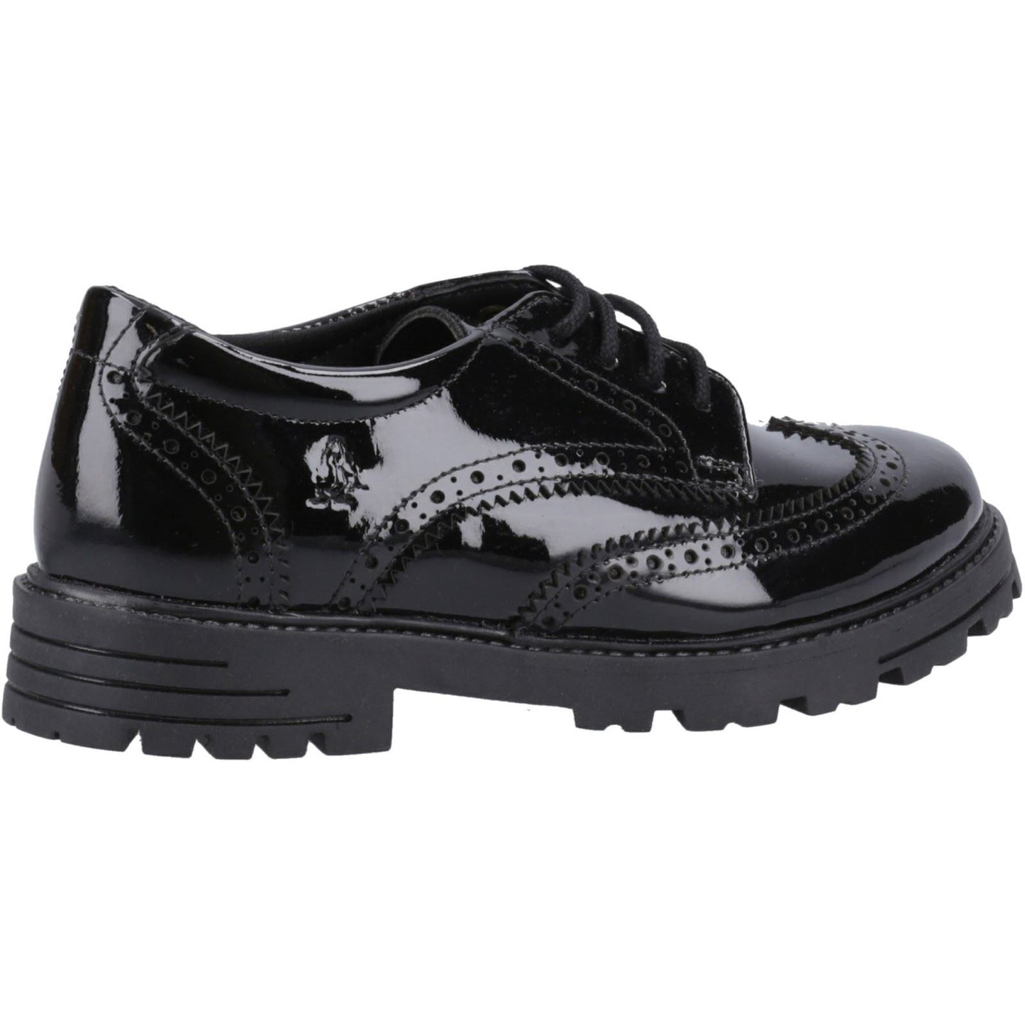 Hush Puppies Maxine Patent Leather Youth Black Brogues