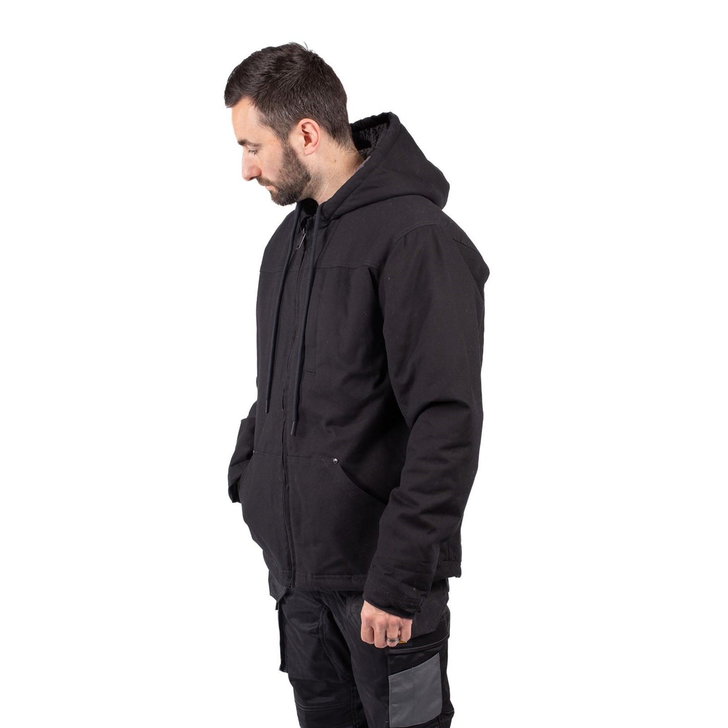 Caterpillar Hooded Sherpa Lined Men's Black Fleece Jacket