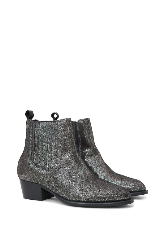 Osprey London The Janey Leather Women's Gunmetal Ankle Boots