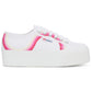 Superga Women's 2790 Round Stripes Trainers in White/Shaded Blue