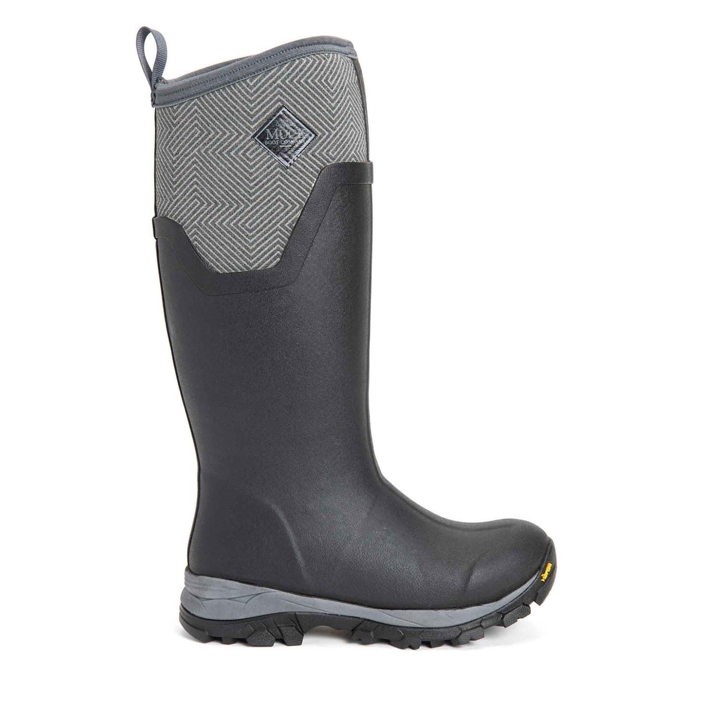 Muck Boots Women's Arctic Ice Tall Wellingtons in Black/Grey Geometric
