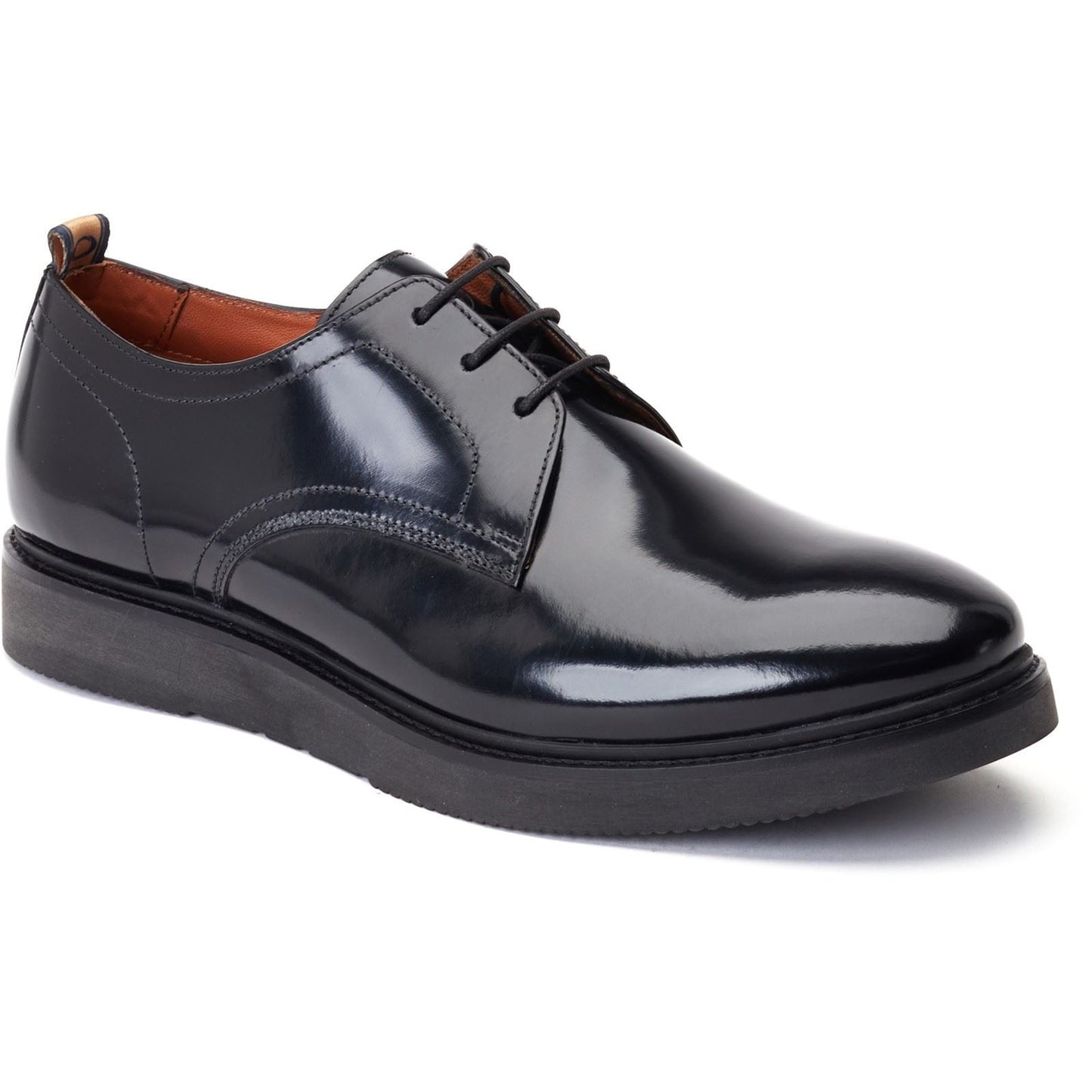 Base London Men's Roly Plain Toe Derby in Black