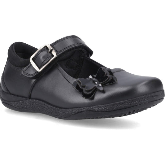 Hush Puppies Julie Ballerina Leather Girl's Black Shoes