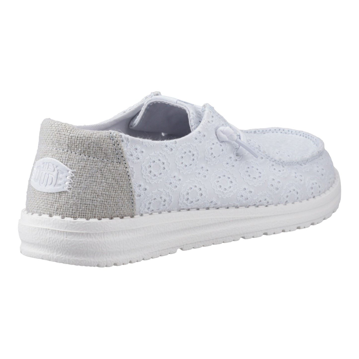 HEYDUDE Wendy Eyelet Lace Cotton Blend Women's Ancient Blue Moccasins Shoes