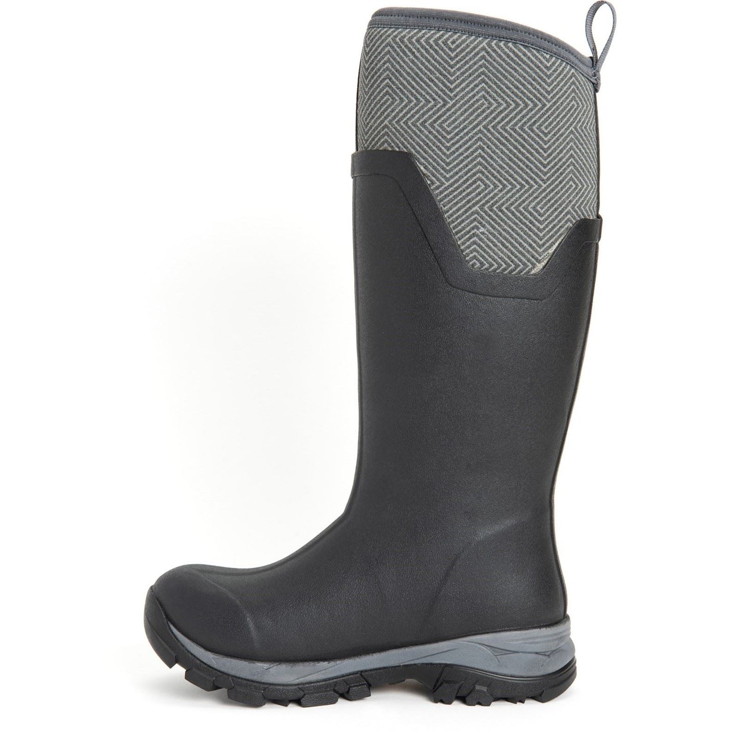 Muck Boots Women's Arctic Ice Tall Wellingtons in Black/Grey Geometric