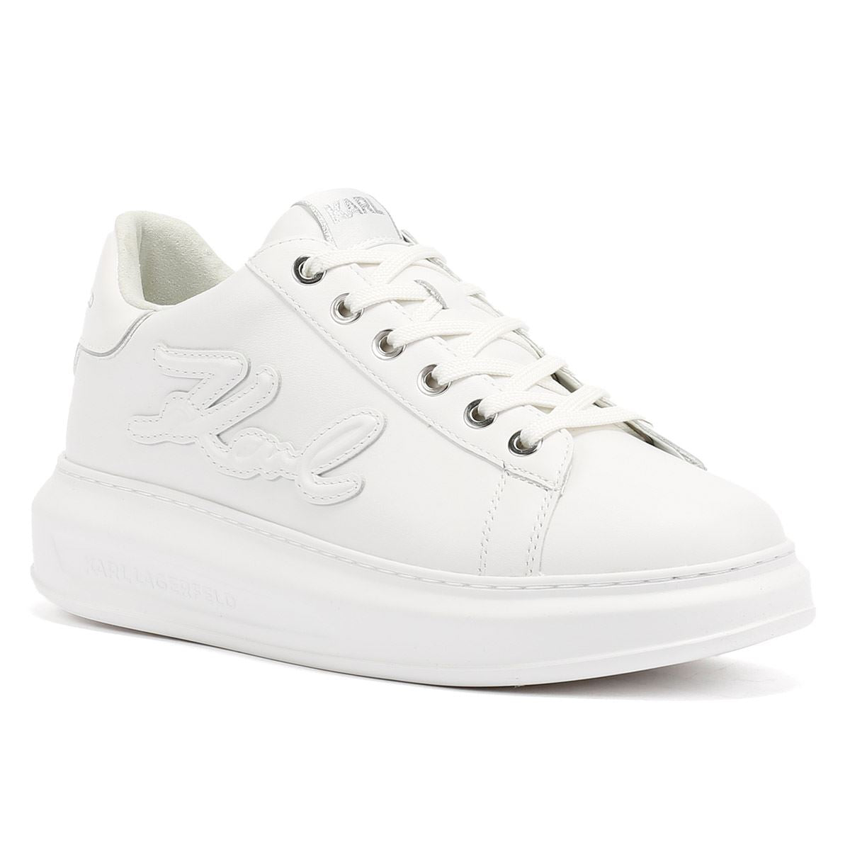 Karl Lagerfeld Kapri Signia Emboss Lo Lace Leather Women's White Trainers